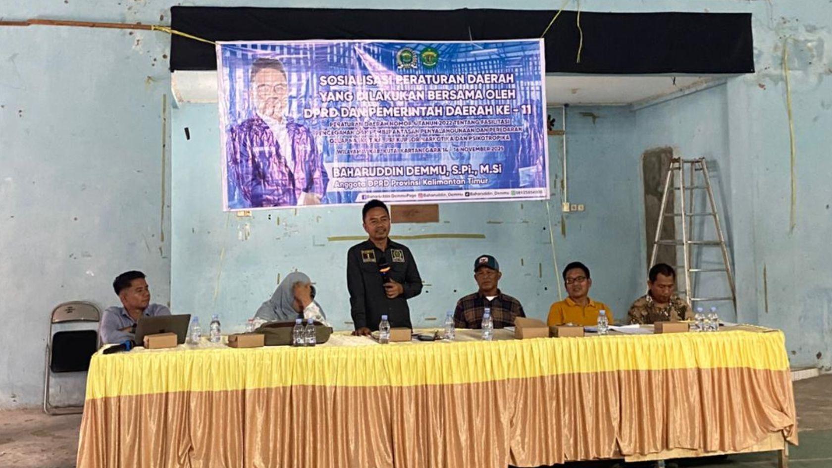 Baharuddin Demmu Dorong Desa Jadi Benteng Pertama Perangi Narkoba Lewat Sosialisasi Perda Nomor 4 Tahun 2022 di Loa Kulu