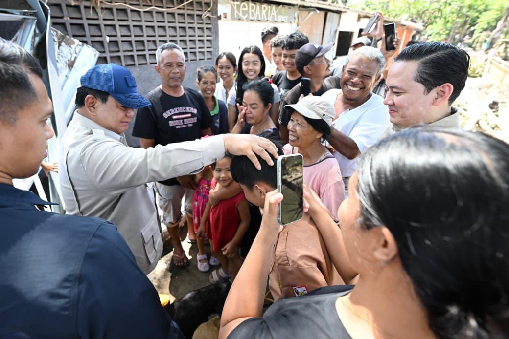 Prabowo Subianto Tinjau Lokasi Banjir di Badung, Bali