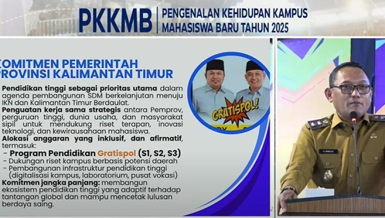 Seno Aji Hadiri PKKMB Unmul 2025, Tegaskan Komitmen Kaltim Biayai UKT Mahasiswa