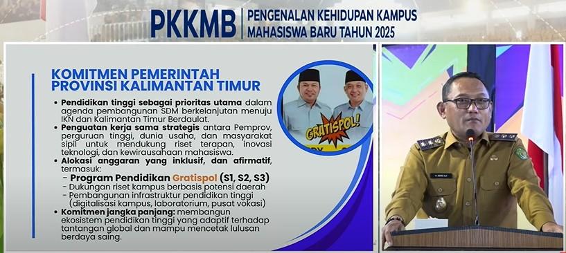 Seno Aji Hadiri PKKMB Unmul 2025, Tegaskan Komitmen Kaltim Biayai UKT Mahasiswa